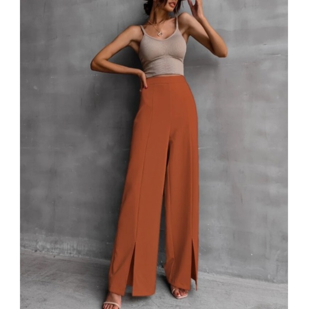 Wide leg side slit pants - Picture 1 of 16